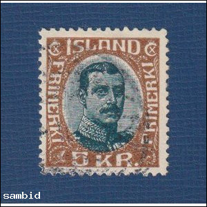 Island Michel 98 gestempelt Facit 144 - 5 kr 1920
