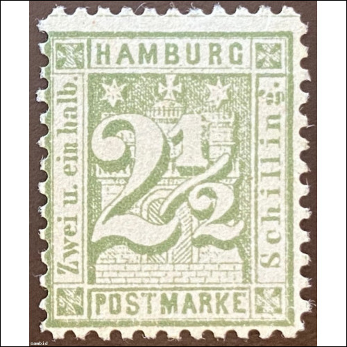 Hamburg Michel Nr. 14 II grüngrau * super Erhaltung Wert 150 Euro